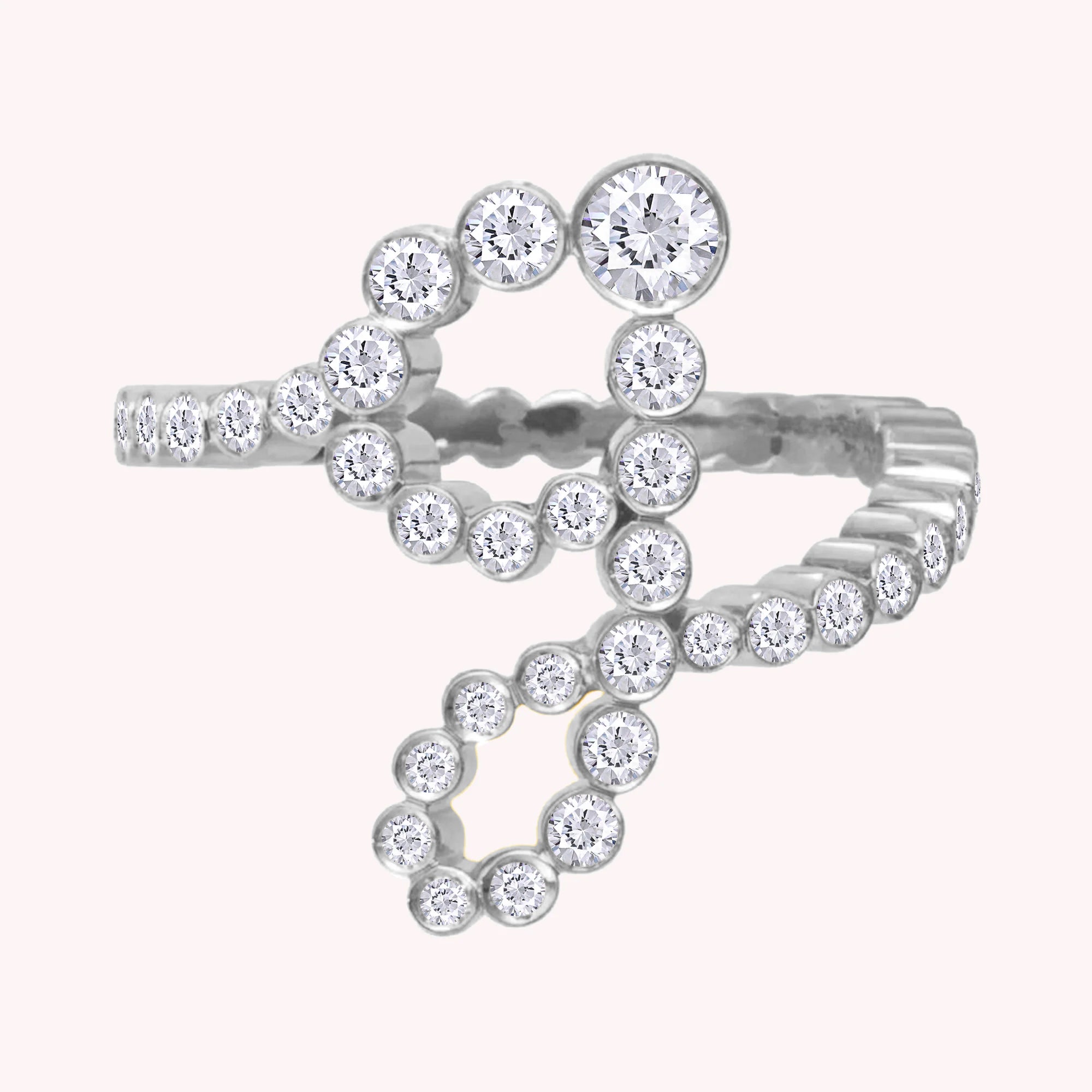 Bubble Round shape White Cubic Zirconia Initial Letter Ring