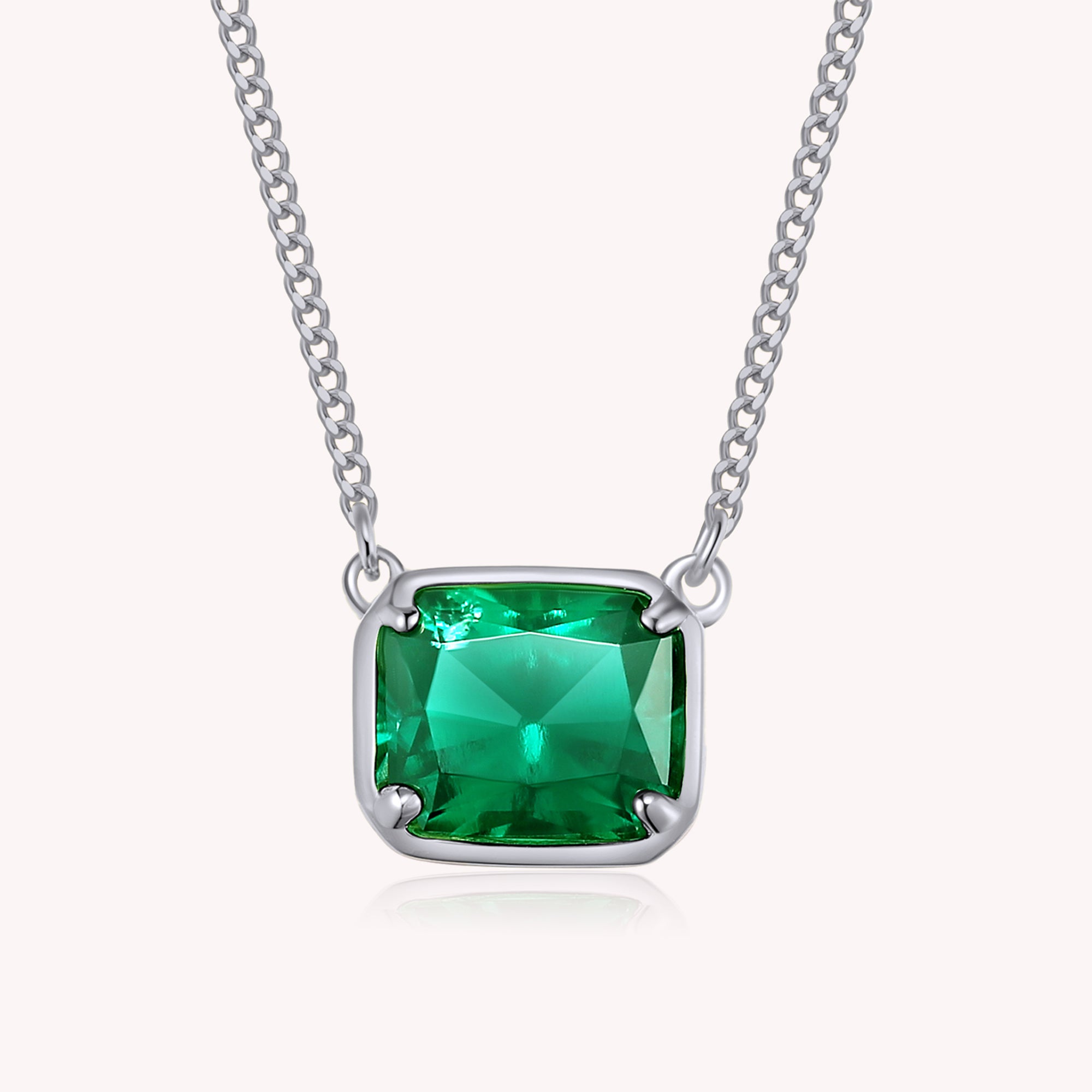 Zia Emerald Solitaire Classic Pendant Necklace