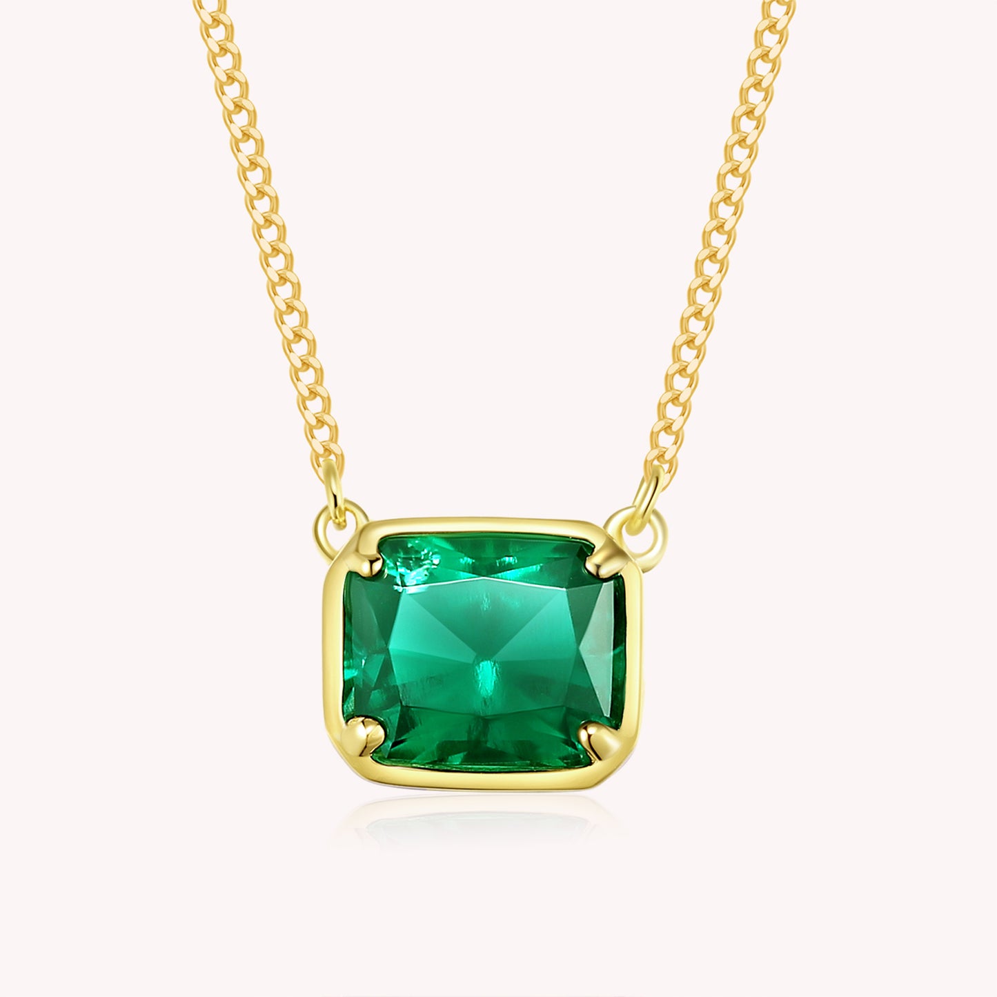 Zia Emerald Solitaire Classic Pendant Necklace