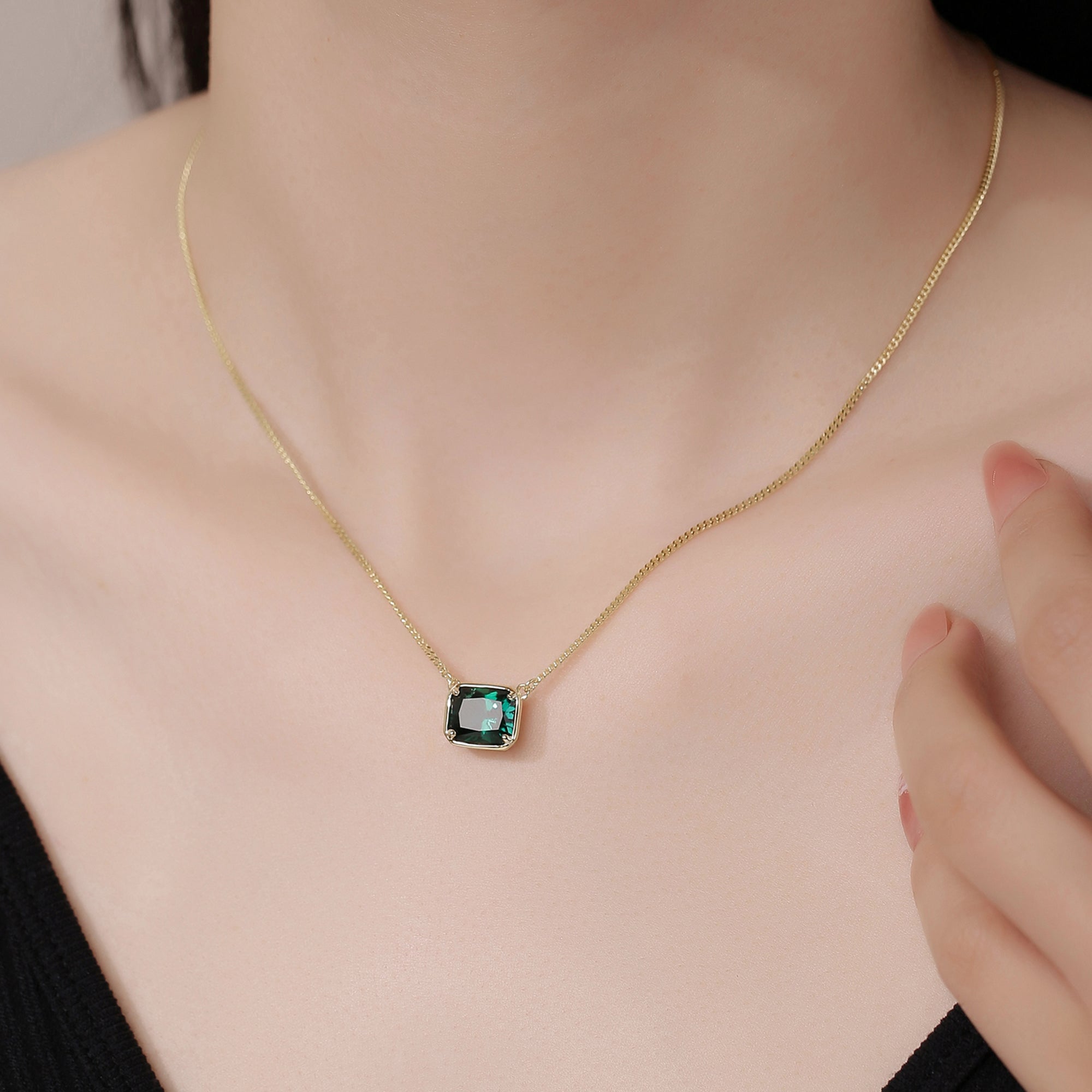 Zia Emerald Solitaire Classic Pendant Necklace