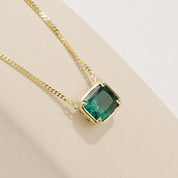 Zia Emerald Solitaire Classic Pendant Necklace