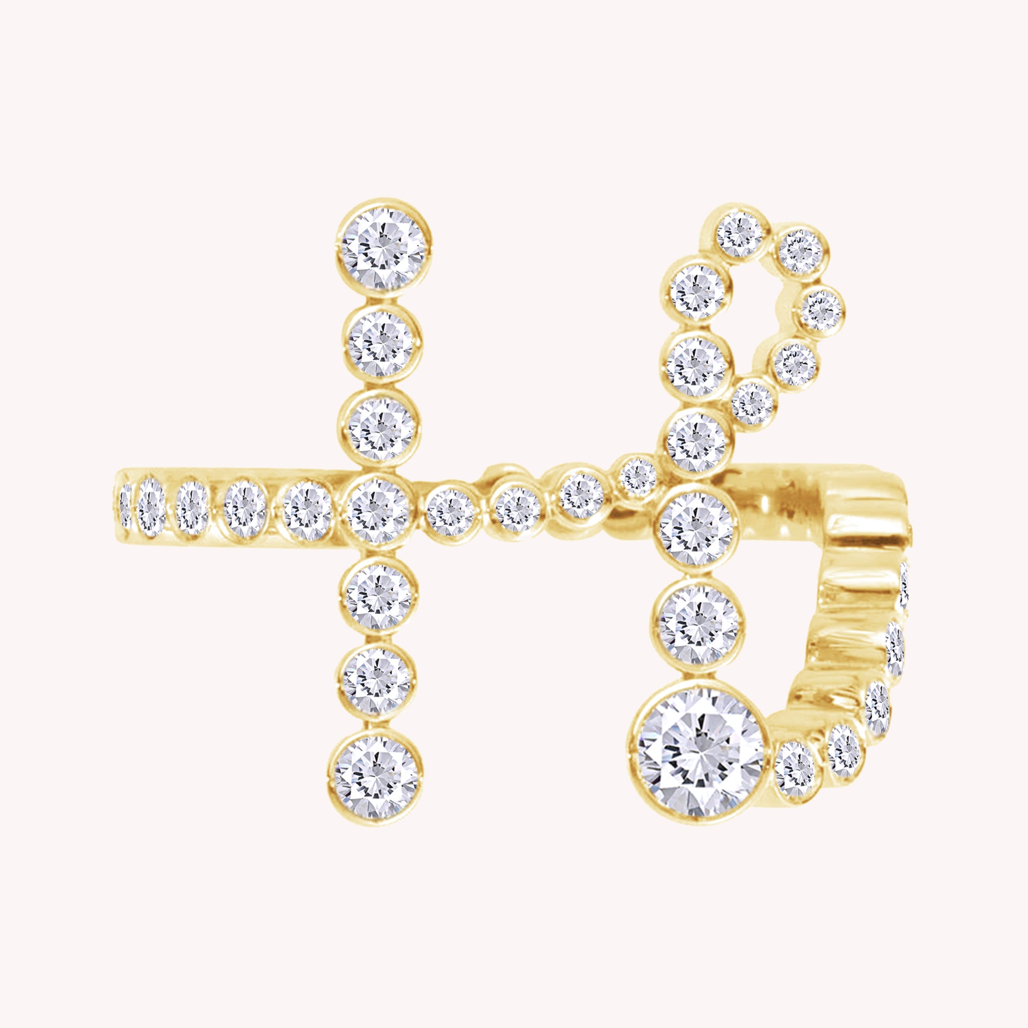 Bubble Round shape White Cubic Zirconia Initial Letter Ring