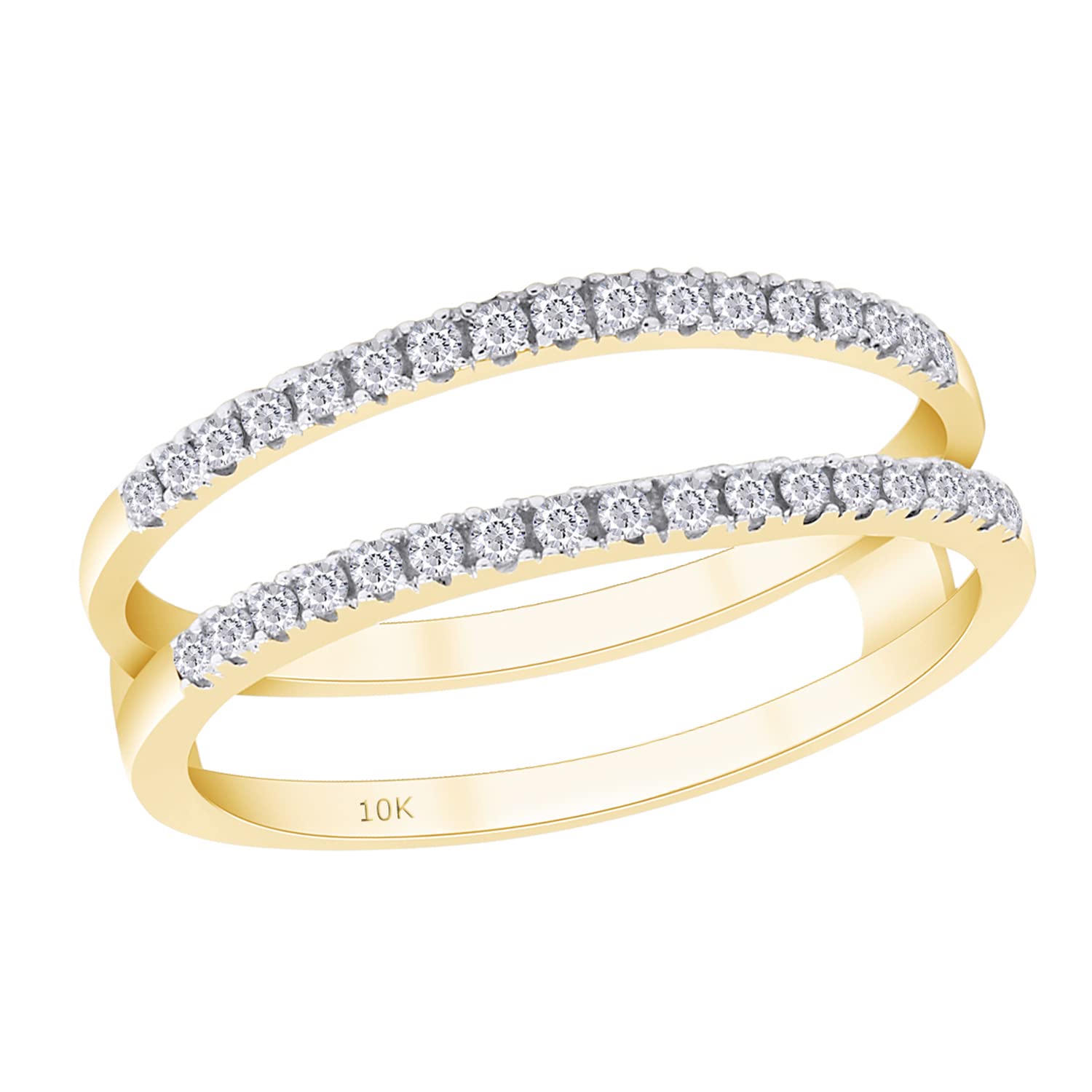 0.25 Carat Moissanite Enhancer Half Eternity Stackable Ring for Women in 10k Solid Gold