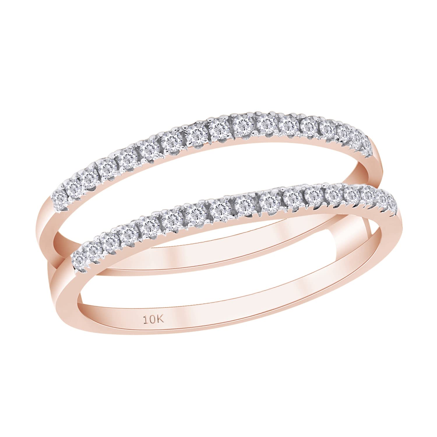 0.25 Carat Moissanite Enhancer Half Eternity Stackable Ring for Women in 10k Solid Gold