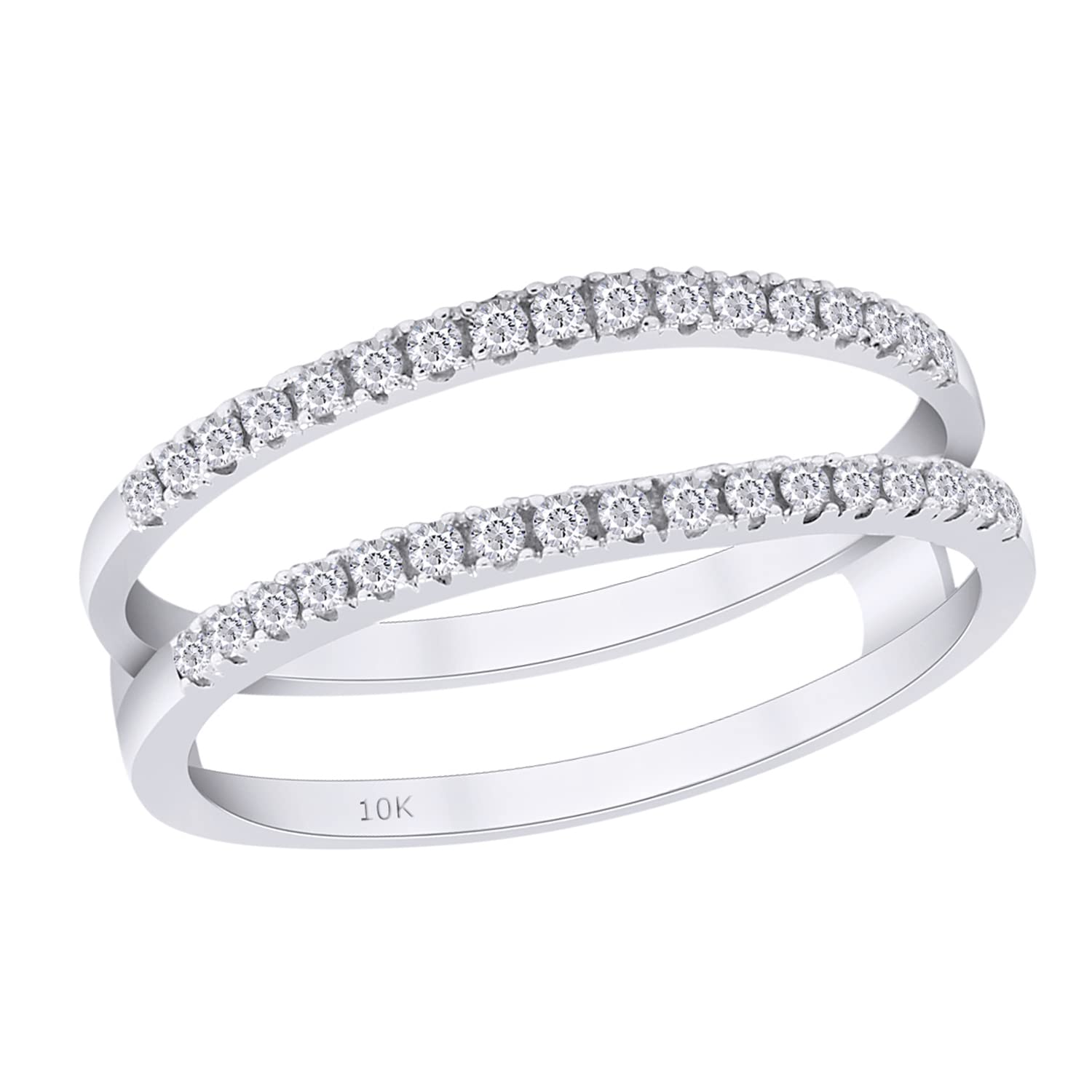 0.25 Carat Moissanite Enhancer Half Eternity Stackable Ring for Women in 10k Solid Gold