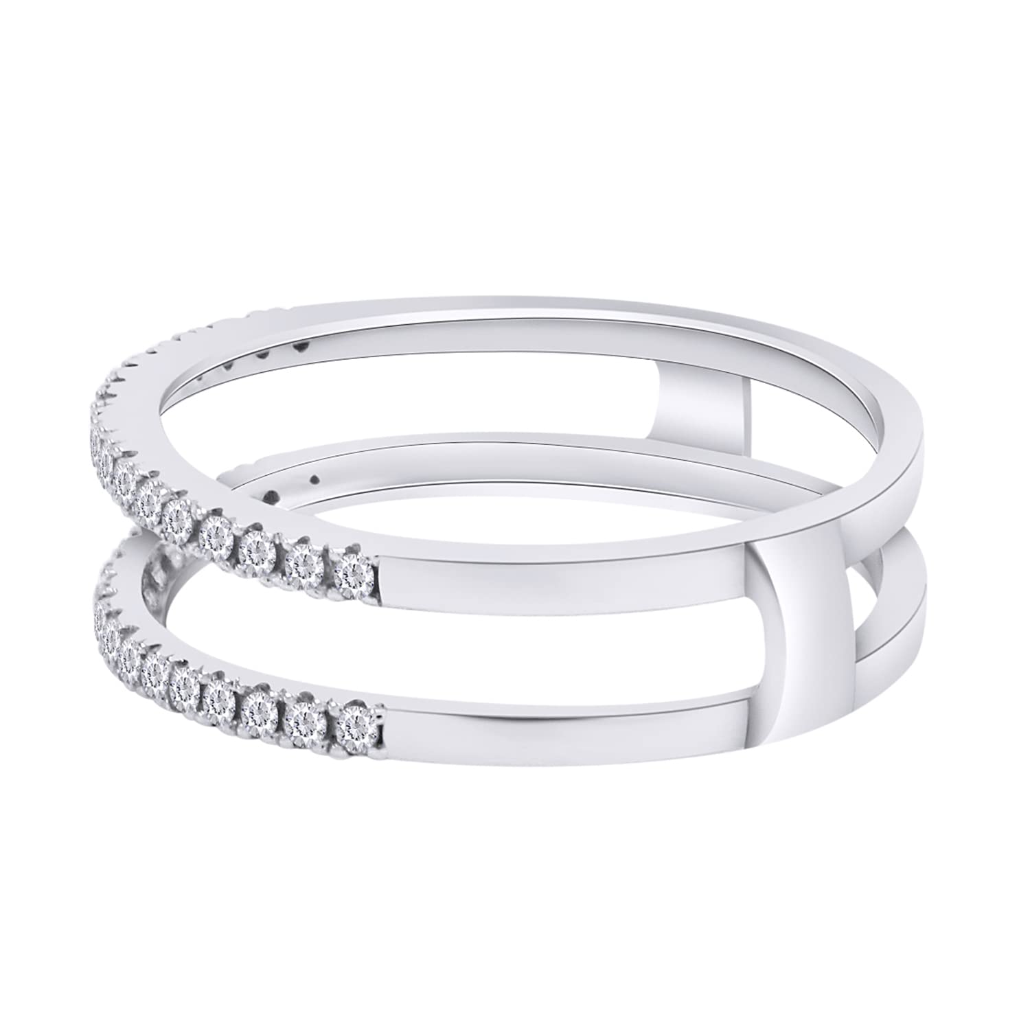 0.25 Carat Moissanite Enhancer Half Eternity Stackable Ring for Women in 10k Solid Gold