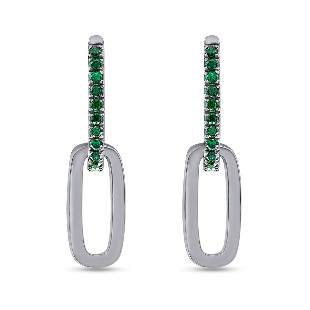 
                      
                        Round Cut Simulated Green Emerald Paperclip Link Chain Earrings For Women In 10K Or 14K Solid Gold And 925 Sterling Silver
                      
                    