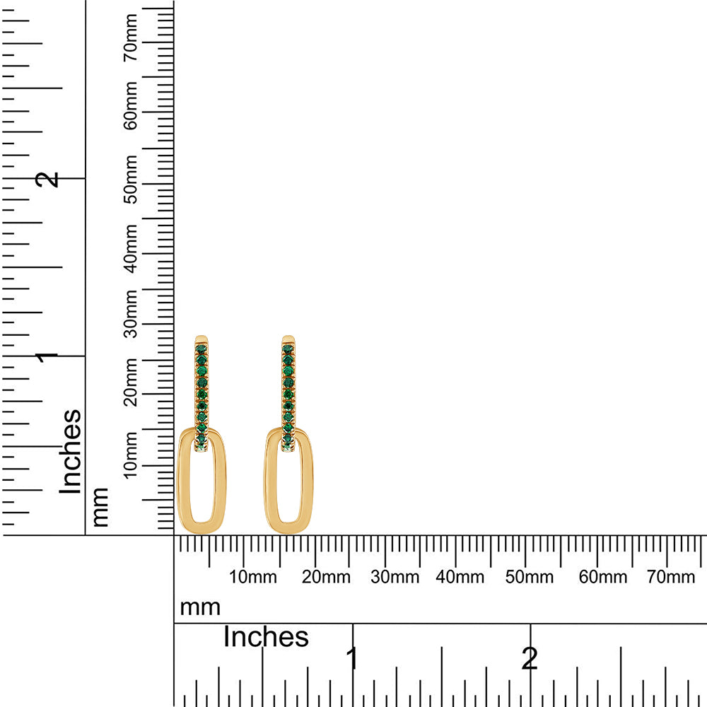 
                      
                        Round Cut Simulated Green Emerald Paperclip Link Chain Earrings For Women In 10K Or 14K Solid Gold And 925 Sterling Silver
                      
                    