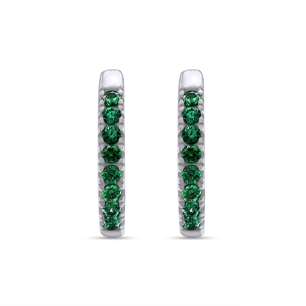 
                      
                        Round Cut Simulated Green Emerald Huggie Hoop Earrings For Womens In 10K Or 14K Solid Gold And 925 Sterling Silver
                      
                    