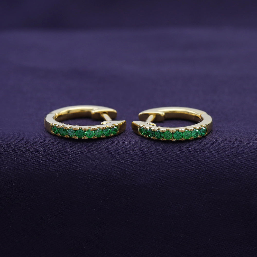 
                      
                        Round Cut Simulated Green Emerald Huggie Hoop Earrings For Womens In 10K Or 14K Solid Gold And 925 Sterling Silver
                      
                    