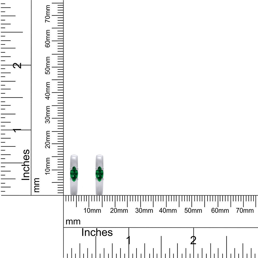 
                      
                        Marquise Cut Simulated Green Emerald Solitaire Huggie Hoop Earrings For Women In 10K Or 14K Solid Gold And 925 Sterling Silver
                      
                    