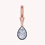 Solitaire Charm Two Tone Pendant Marquise and Pear Shape 4.00 Carat Lab Created Moissanite with Black Rhodium around the stone