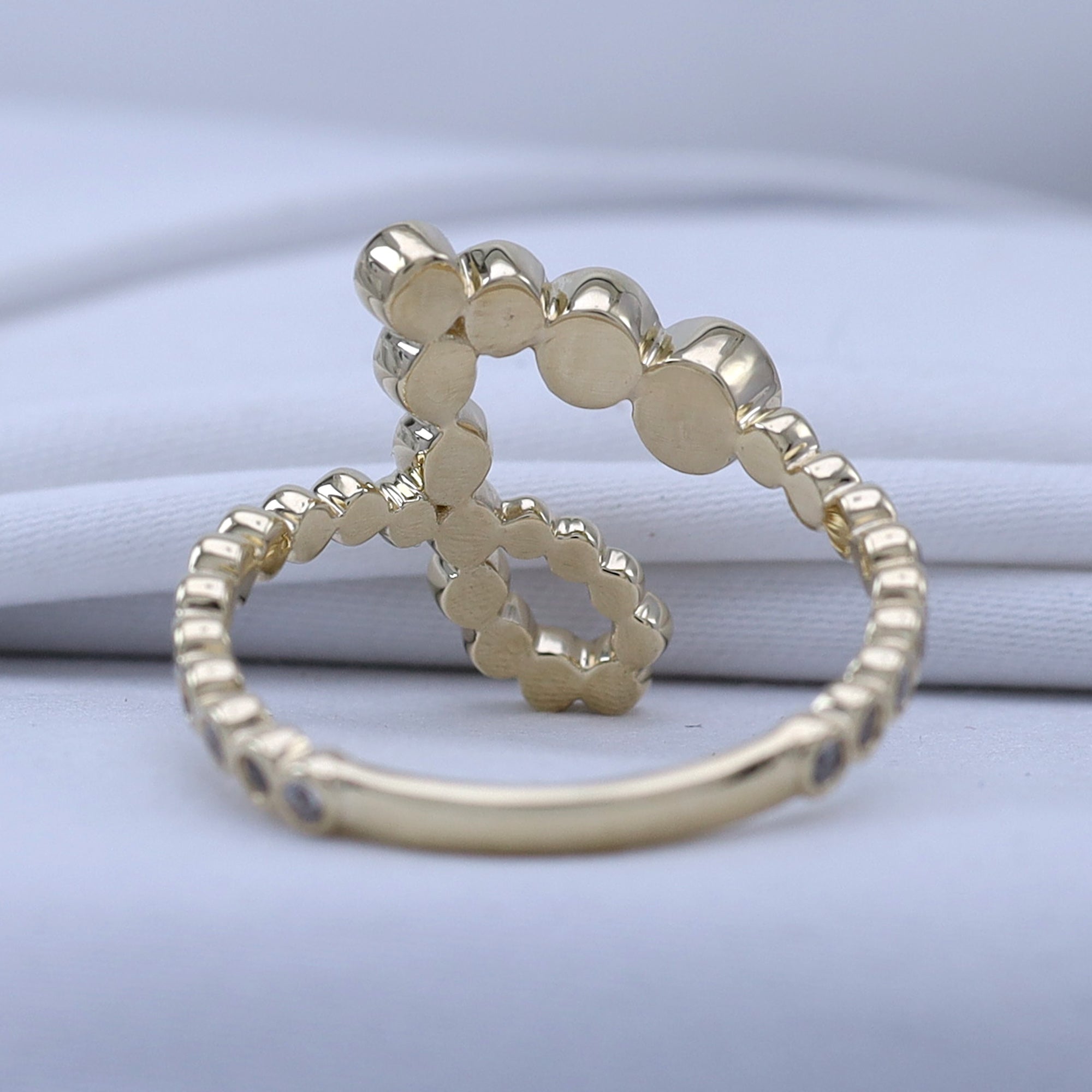 Bubble Round Lab Grown Diamond Initial Letter Ring