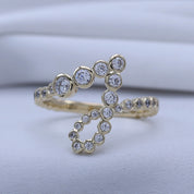 Bubble Round shape Lab Created Moissanite Initial Letter Ring