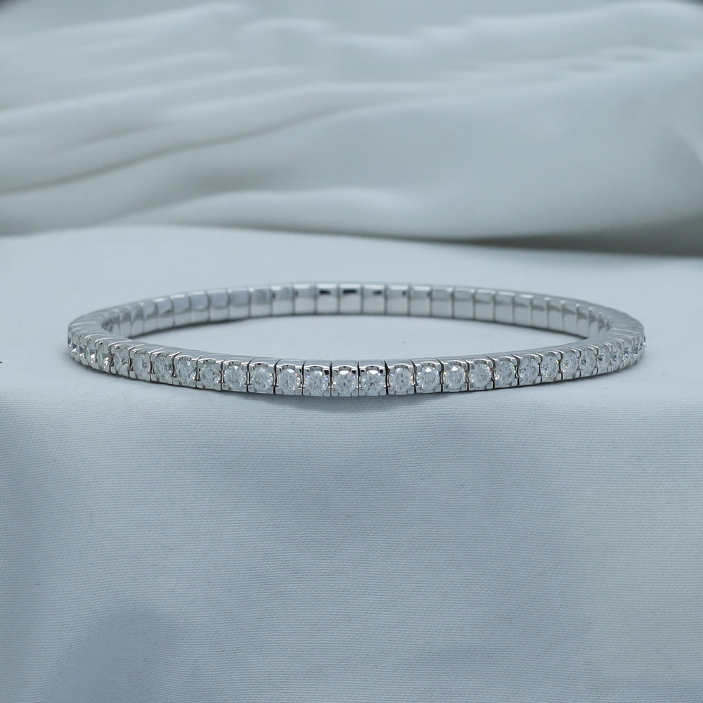 
                      
                        3MM Stretchable Tennis Bracelet For Women, 3.15 Carat Round Lab Created Moissanite Diamond In 14K Gold Plated 925 Sterling Silver Jewelry
                      
                    