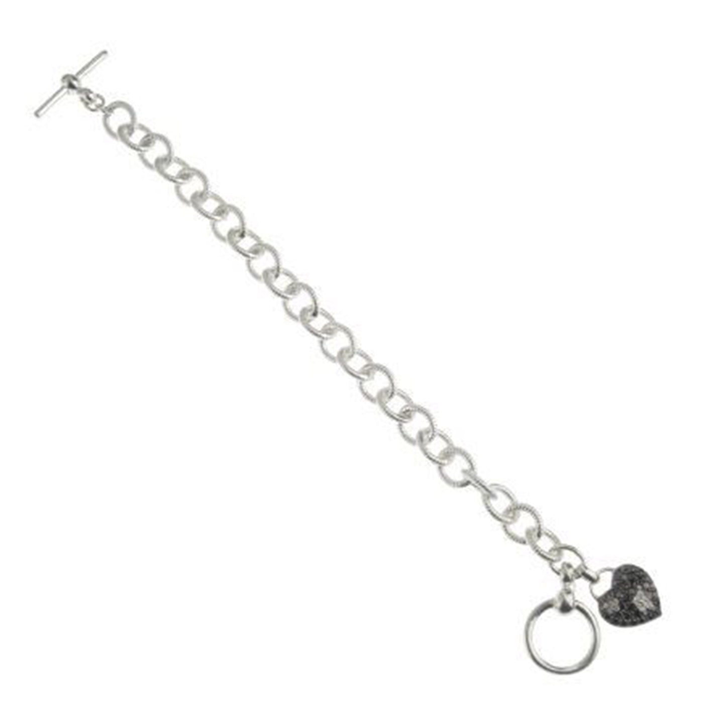 Load image into Gallery viewer, Dweck Diamonds Sterling Silver 0.62ct Black Diamond Heart 7-1/4&amp;quot; Bracelet
