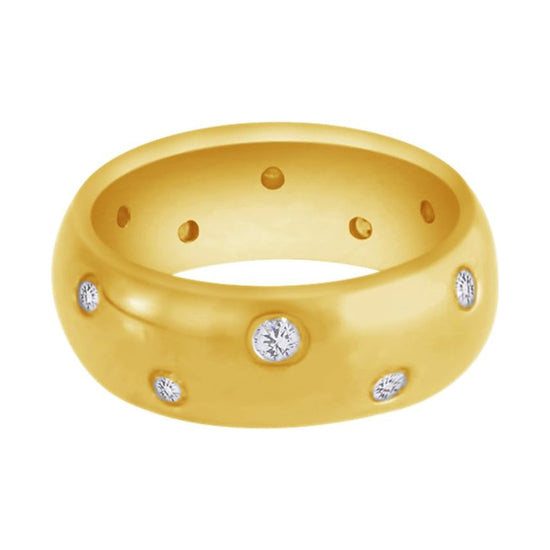 AFFY Cubic Zirconia Scattered Band Ring in 14k Gold Over Sterling Silver