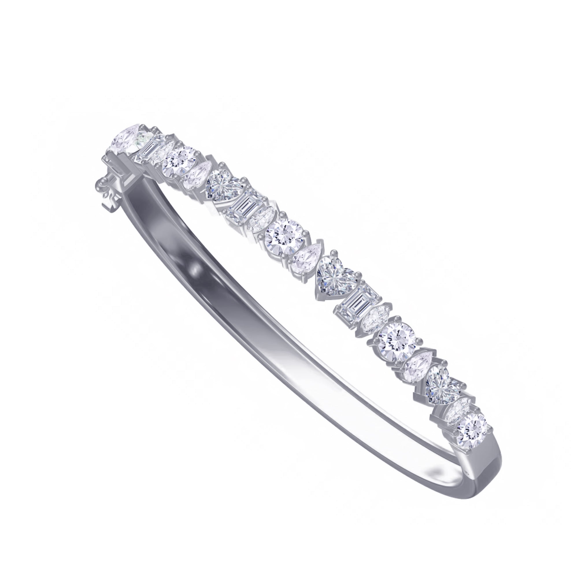 Multi Shape Lab Created Moissanite Bangle Bracelet