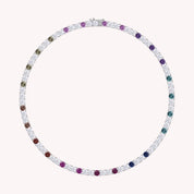 Lab Grown Diamond Rainbow Tennis Necklace