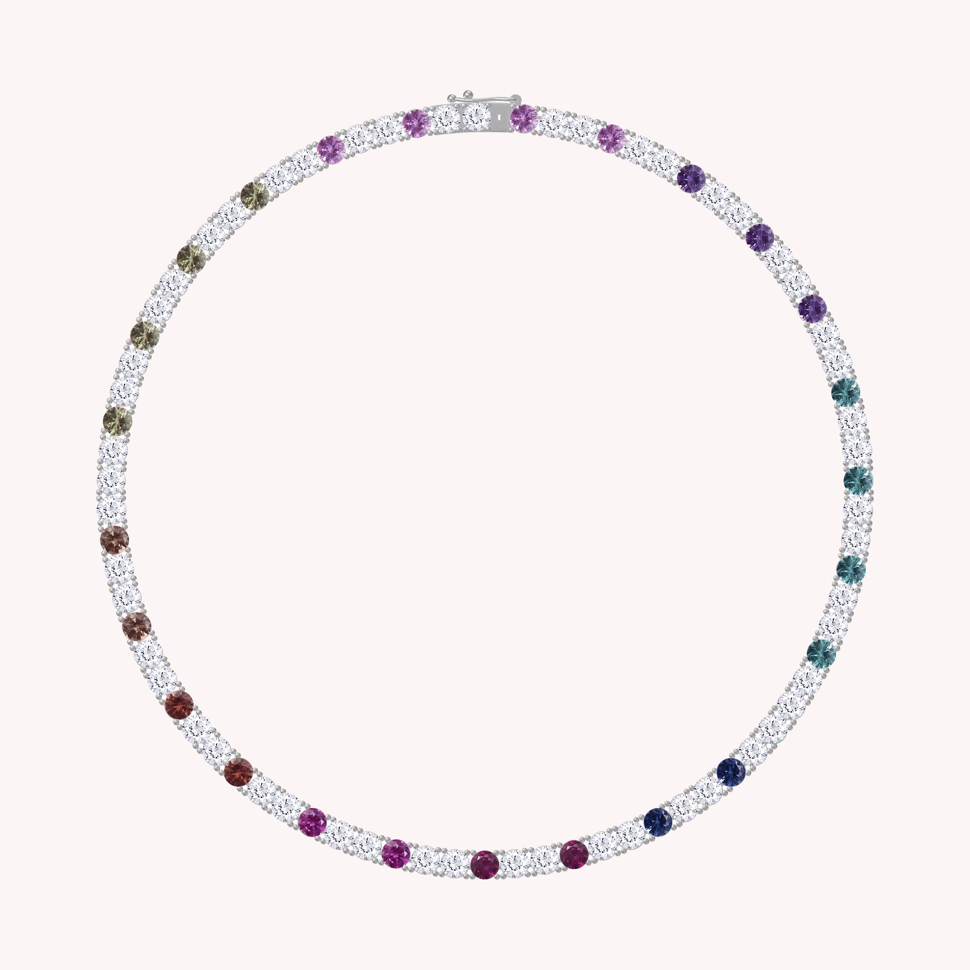 Lab Grown Diamond Rainbow Tennis Necklace