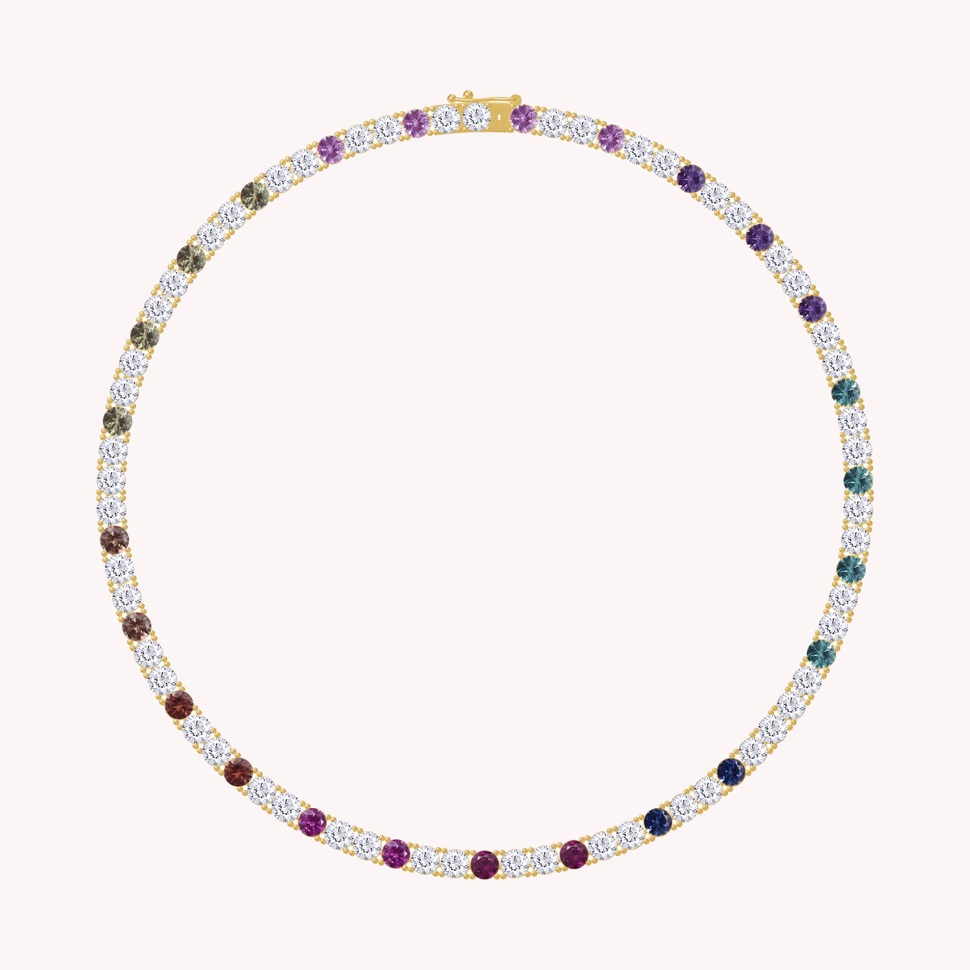 Lab Grown Diamond Rainbow Tennis Necklace