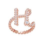 Bubble Round Lab Created Moissanite Initial Letter Ring