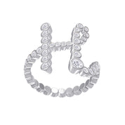 Bubble Round Lab Created Moissanite Initial Letter Ring