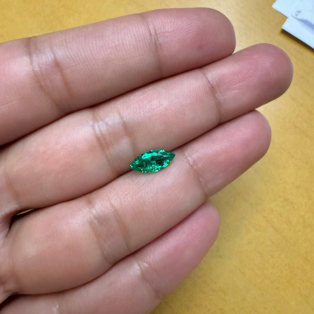 0.90 Carat Marquise Shape Emerald Zambian Lab Grown Loose Gemstone for Custom Jewelry Making Engagement Ring Pendant Necklace Earrings