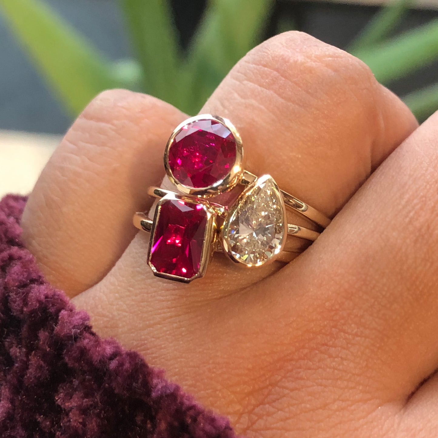 Multi Shape IGI Certified Lab Grown Ruby Bezel Set Solitaire Engagement Promise Ring for Women in 14K Gold Over Sterling Silver