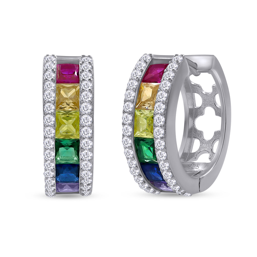 
                      
                        Rainbow Hoop Earrings for Women, 14K Gold Plated 925 Sterling Silver Multi-Color Cubic Zirconia Round Huggie Earrings, Hypoallergenic Earrings Jewelry Gifts
                      
                    