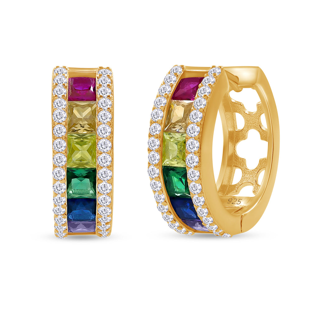 
                      
                        Rainbow Hoop Earrings for Women, 14K Gold Plated 925 Sterling Silver Multi-Color Cubic Zirconia Round Huggie Earrings, Hypoallergenic Earrings Jewelry Gifts
                      
                    