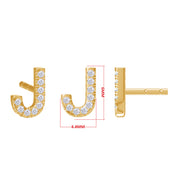 Personalized Initial Letter " B" Or "J " Stud Earrings In Lab Grown Diamond