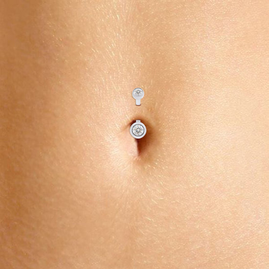 1/3 Carat Round Lab Created Moissanite Diamond Belly Button Navel Rings Body Piercing For Women In 925 Sterling Silver