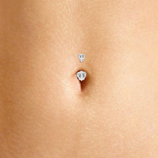 1.50 Carat Heart Cut Lab Created Moissanite Diamond Belly Button Navel Rings Body Piercing Jewelry For Women In 925 Sterling Silver