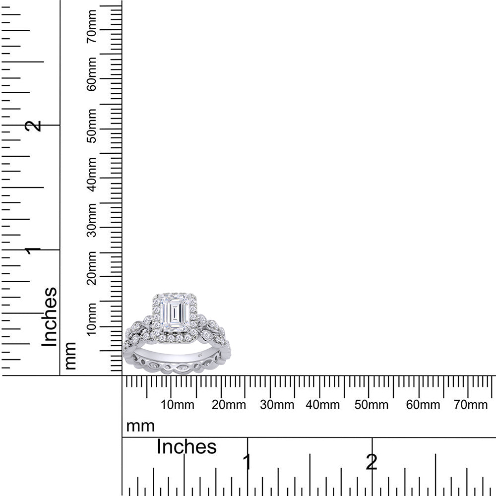 
                      
                        1.60 Carat 7X5MM Emerald Lab Created Moissanite Diamond Halo Vintage Bridal Set Engagement Rings In 925 Sterling Silver
                      
                    