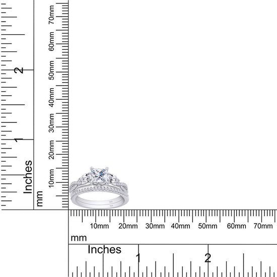Load image into Gallery viewer, Princess &amp;amp; Pear Cut Lab Created Moissanite Diamond Infinity 3-Stone Bridal Set Engagement Rings In 925 Sterling Silver (1.40 Cttw)
