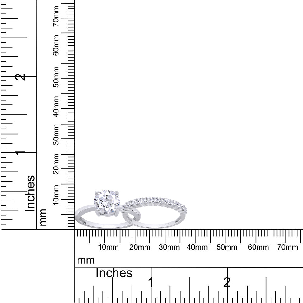 Load image into Gallery viewer, 2 Carat 7.5MM Round Lab Created Moissanite Diamond Solitaire Ring With Band Gift For Womens In 925 Sterling Silver
