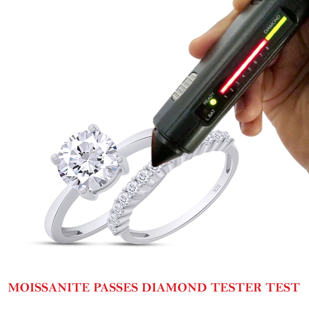 
                      
                        2 Carat 7.5MM Round Lab Created Moissanite Diamond Solitaire Ring With Band Gift For Womens In 925 Sterling Silver
                      
                    