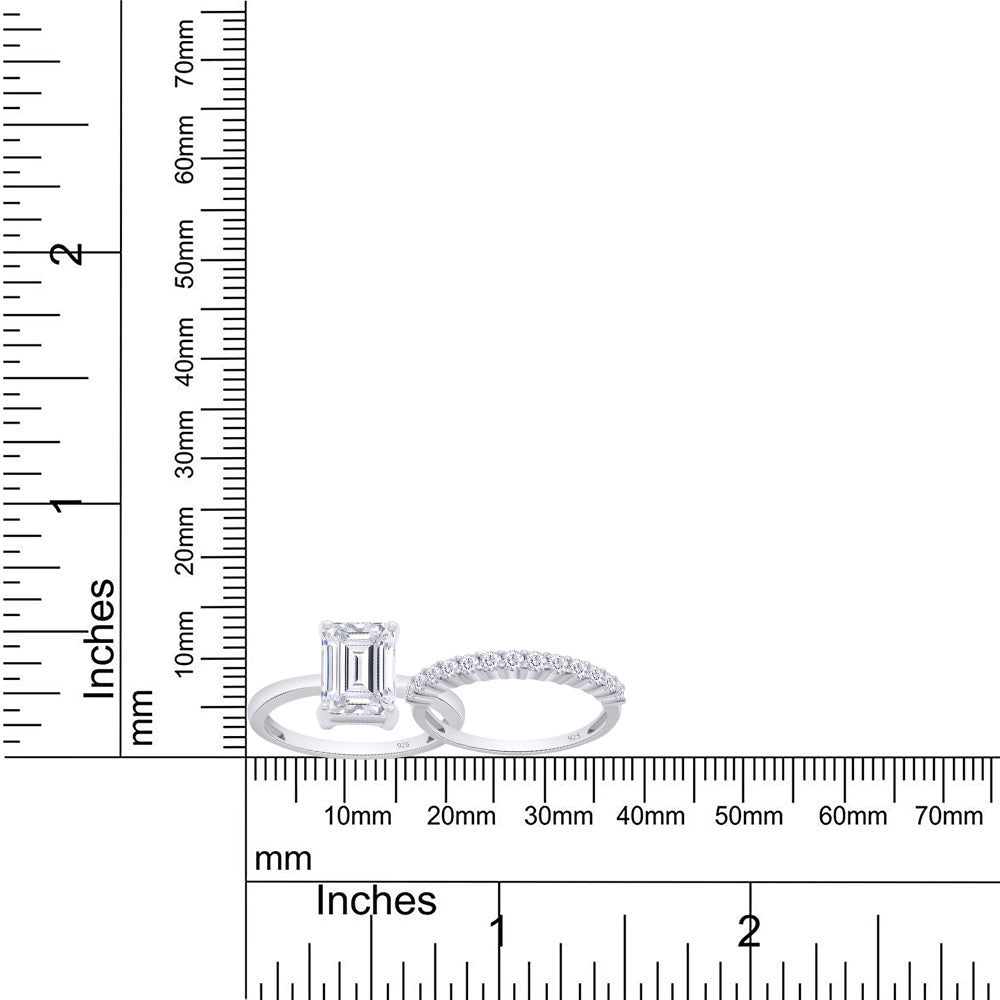 
                      
                        2 Carat 8X6MM Emerald Cut Lab Created Moissanite Diamond Solitaire Ring With Band Gift In 925 Sterling Silver
                      
                    