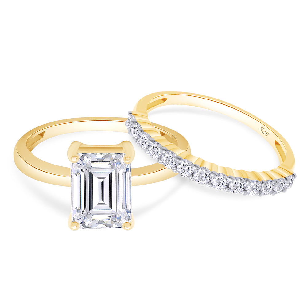 
                      
                        2 Carat 8X6MM Emerald Cut Lab Created Moissanite Diamond Solitaire Ring With Band Gift In 925 Sterling Silver
                      
                    