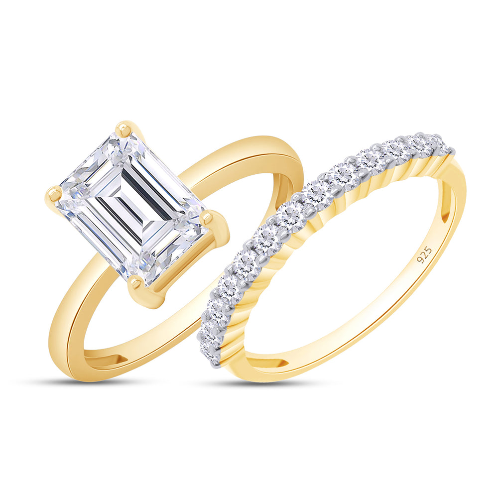 
                      
                        2 Carat 8X6MM Emerald Cut Lab Created Moissanite Diamond Solitaire Ring With Band Gift In 925 Sterling Silver
                      
                    