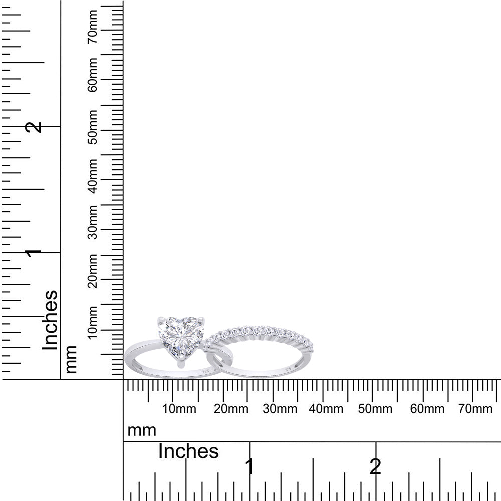 Load image into Gallery viewer, 8MM Heart Cut Lab Created Moissanite Diamond Solitaire Ring With Band Gift In 925 Sterling Silver (2.10 Cttw)
