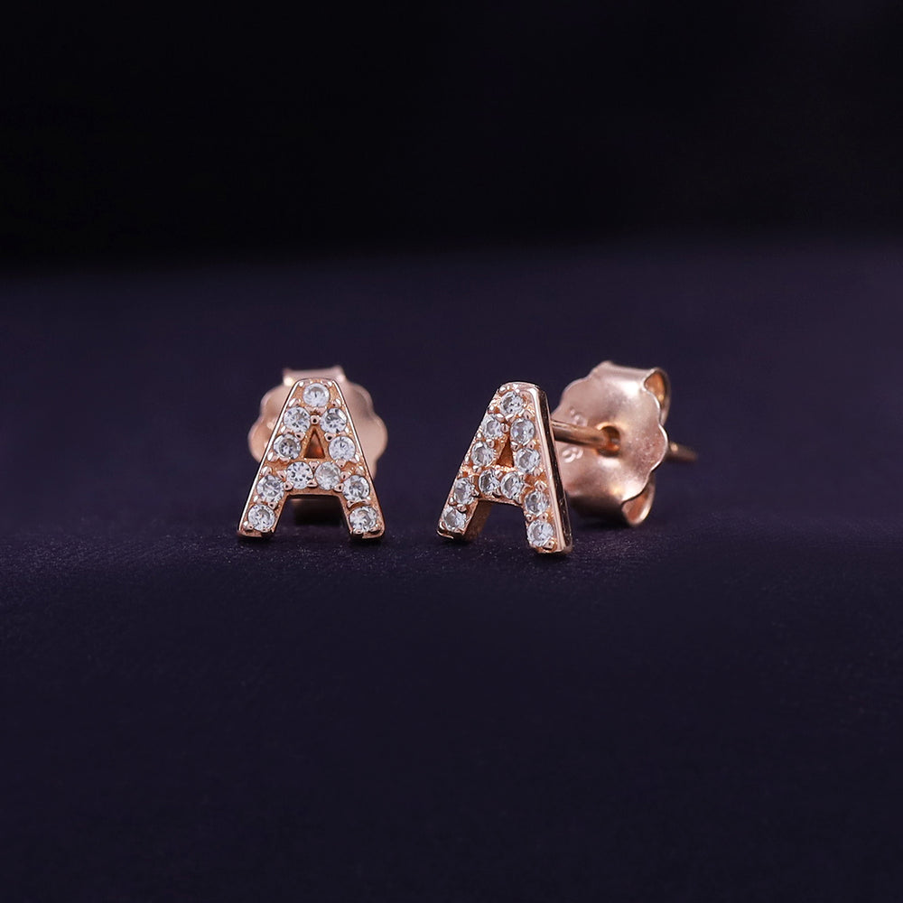 
                      
                        Round White Cubic Zirconia Alphabet A, B, C Letter Initial Stud Earrings In 925 Sterling Silver
                      
                    