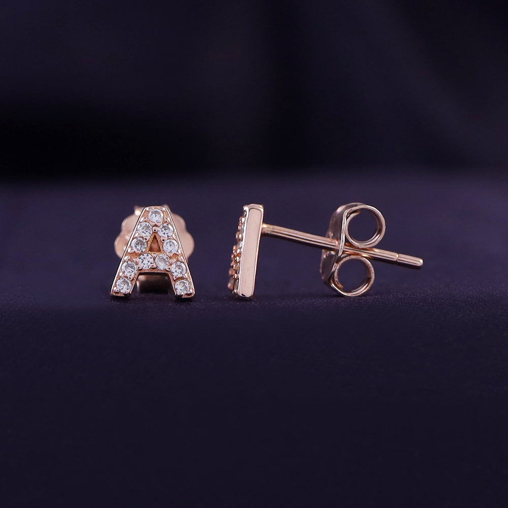 
                      
                        Round White Cubic Zirconia Alphabet A, B, C Letter Initial Stud Earrings In 925 Sterling Silver
                      
                    