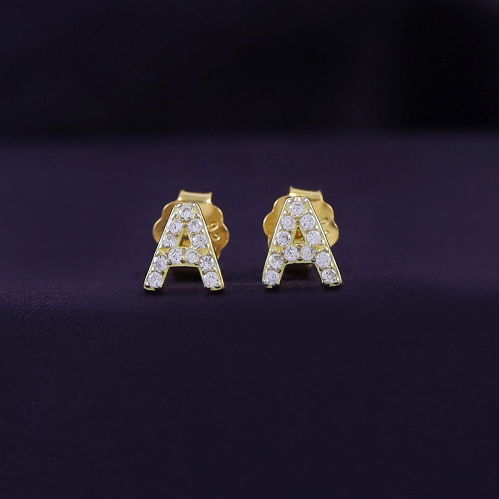 
                      
                        Round White Cubic Zirconia Alphabet A, B, C Letter Initial Stud Earrings In 925 Sterling Silver
                      
                    