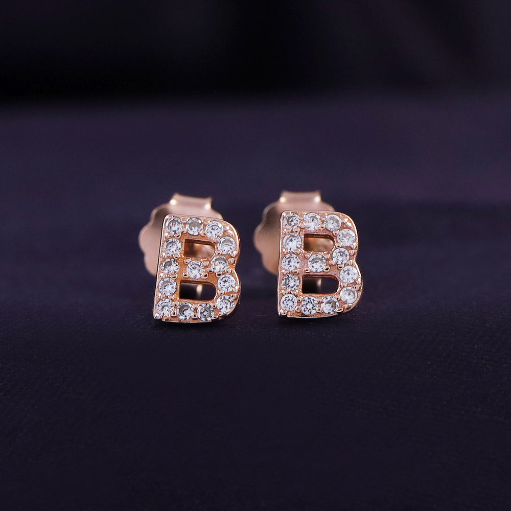 
                      
                        Round White Cubic Zirconia Alphabet A, B, C Letter Initial Stud Earrings In 925 Sterling Silver
                      
                    