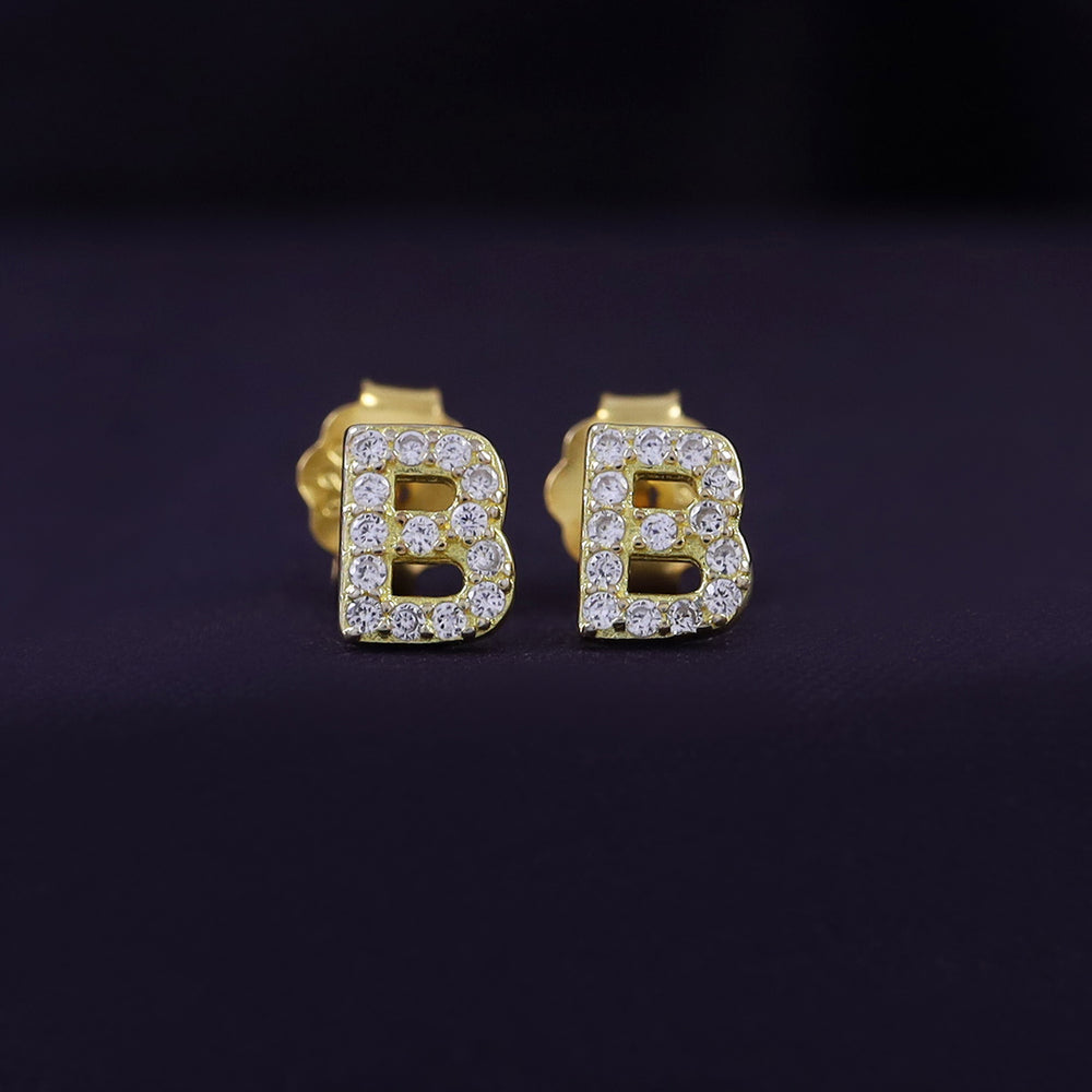 
                      
                        Round White Cubic Zirconia Alphabet A, B, C Letter Initial Stud Earrings In 925 Sterling Silver
                      
                    