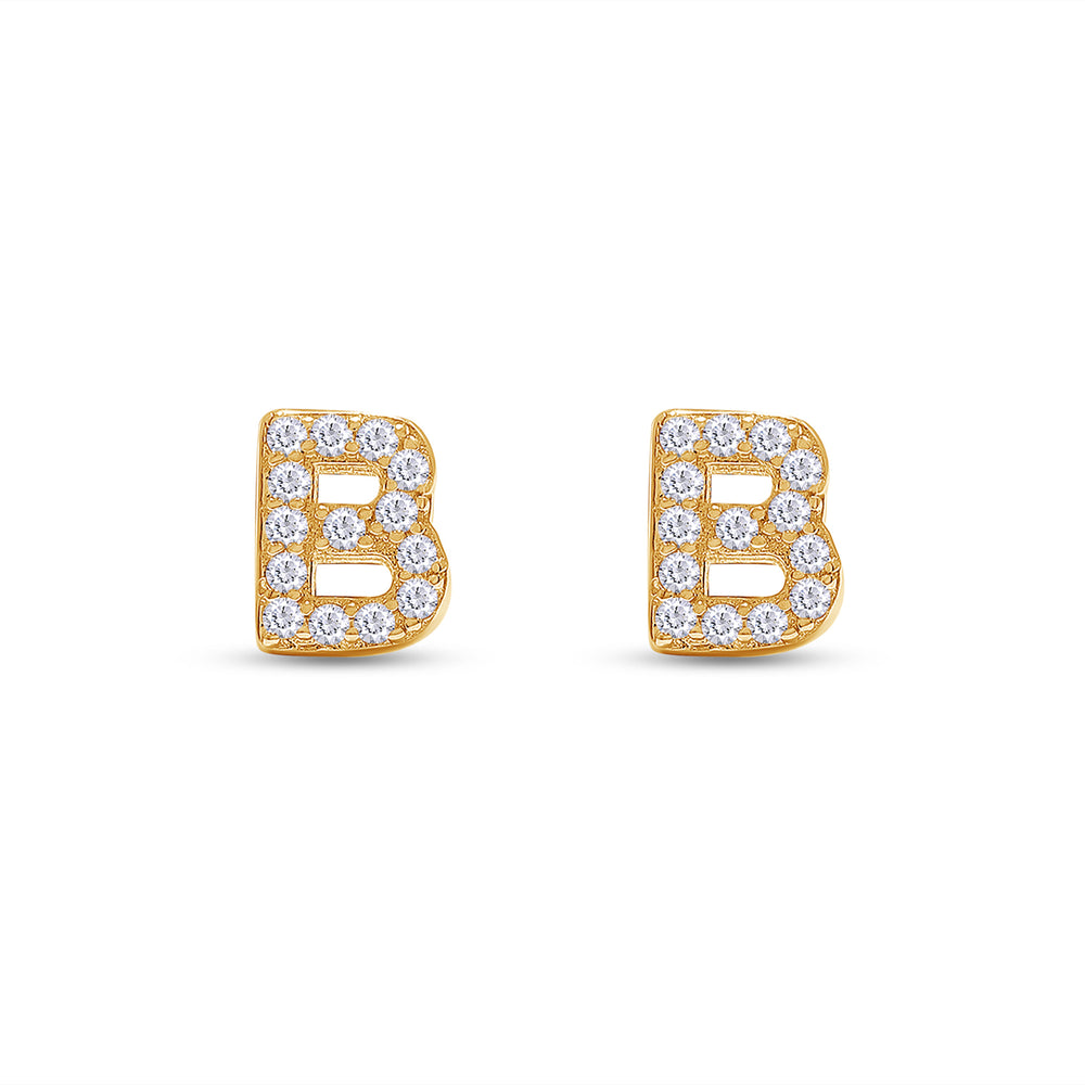 
                      
                        Round White Cubic Zirconia Alphabet A, B, C Letter Initial Stud Earrings In 925 Sterling Silver
                      
                    