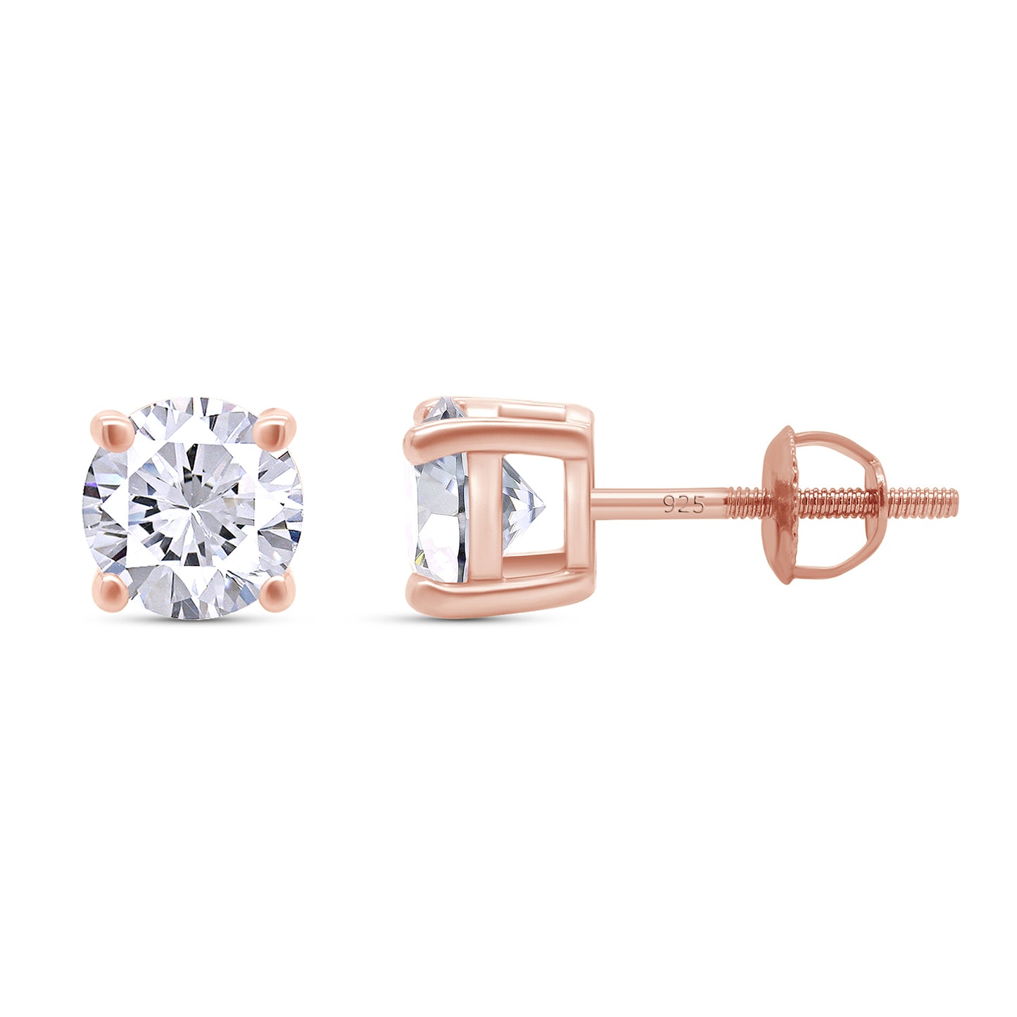7.5MM Round Lab Created Moissanite Diamond Solitaire Stud Earrings for Women In 925 Sterling Silver