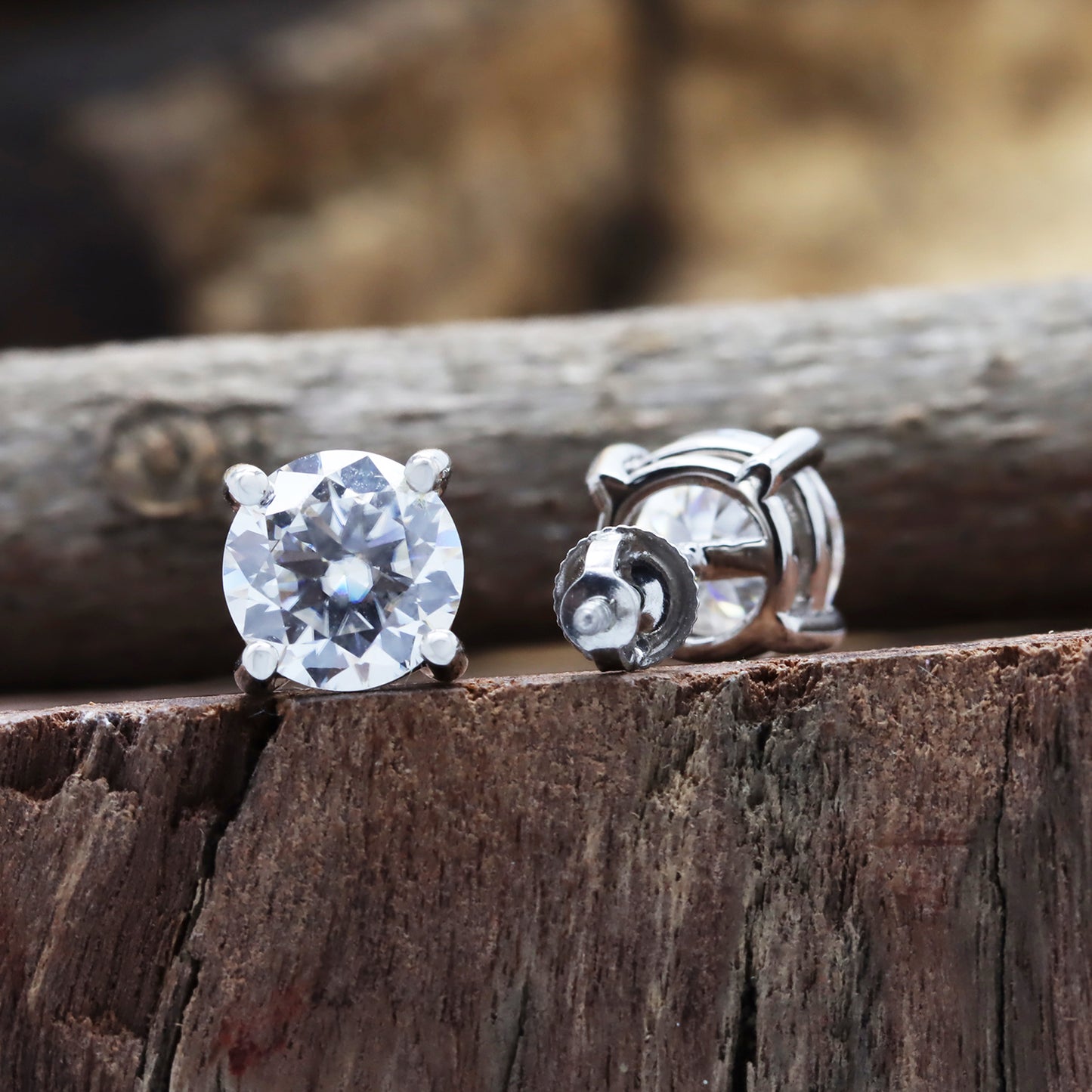 7.5MM Round Lab Created Moissanite Diamond Solitaire Stud Earrings for Women In 925 Sterling Silver